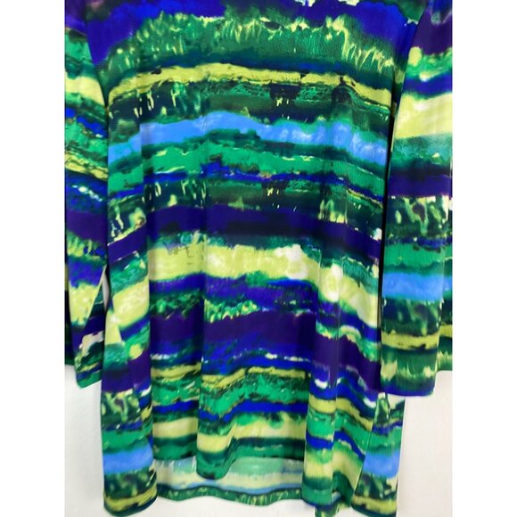 Susan Graver Women Top size Large Liquid knit V-Neck Watercolor 3/4 Sleeve Artsy - Picture 9 of 12